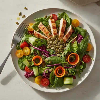 Bunter Salat mit Hähnchenstreifen