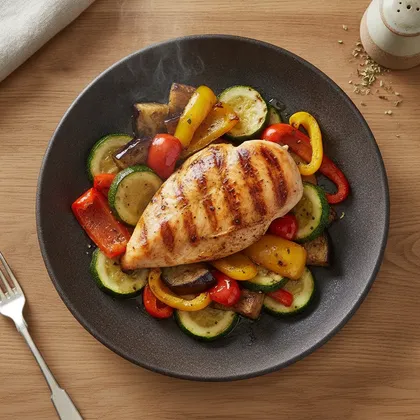 Gegrillte Hähnchenbrust mit Gemüse