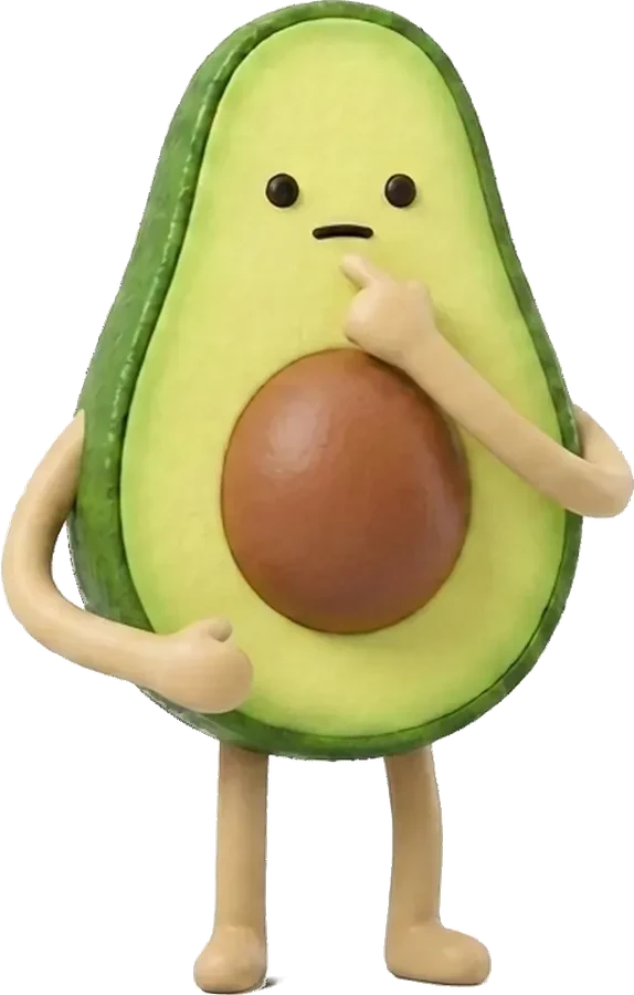 Avocado, die nachdenkt